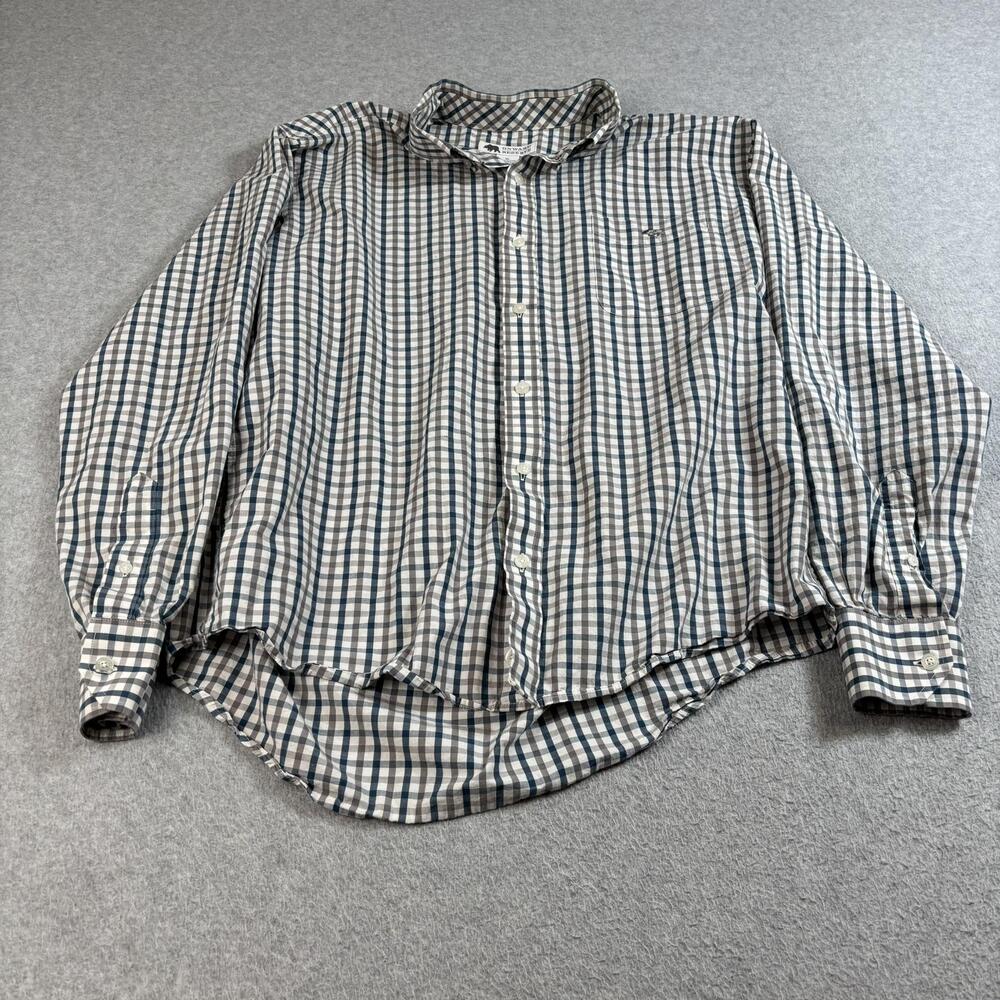 Onward Reserve Shirt Mens XL Blue Gray Plaid Gingham Button Down Cotton Academia